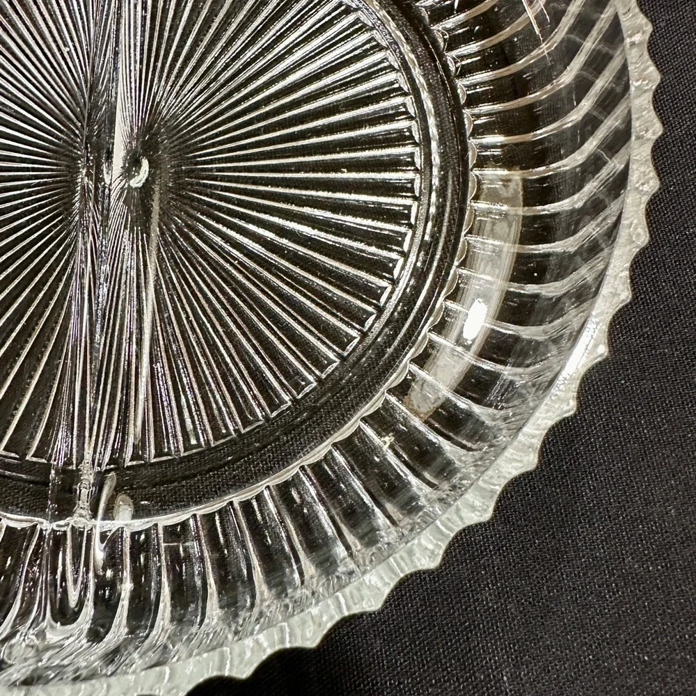 QUEEN MARY, CRYSTAL, DIVIDED SERVING DISH BY ANCHOR HOCKING GLASS CO.